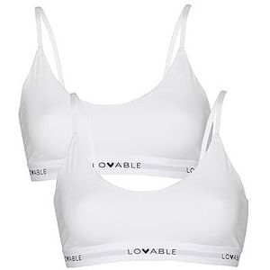 Lovable Women's Originals Crop Tops avec soutien-gorge logo (lot de 2), blanc, L