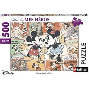 Nathan - Puzzel 500 stukjes - Mickey Souvenirs - Disney - Volwassenen en kinderen vanaf 12 jaar - Hoogwaardige puzzel - Mijn helden collectie - 87217