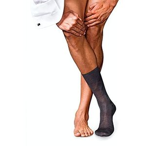 FALKE Heren nr. 9 ademende sokken katoen lichte glans versterkt platte teennaad effen hoge kwaliteit elegant voor kleding en werk 1 paar, Grijs (Antraciet Melange 3190)