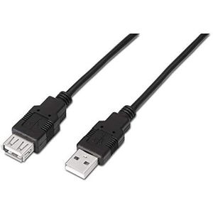 AISENS A101 0017 Verlengkabel, USB 2.0, 3 m, voor USB 2.0-kabel, geschikt voor consolespellen, digitale camera's, webcamera's, printers, tours, zwart