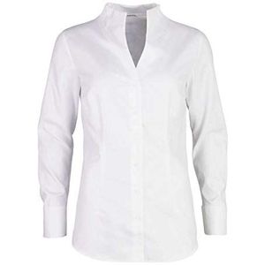 Seidensticker Damesblouse, stadsblouse, gemakkelijk te strijken, blouse met bekerkraag, slim fit, lange mouwen, 100% katoen, wit, 44, Wit