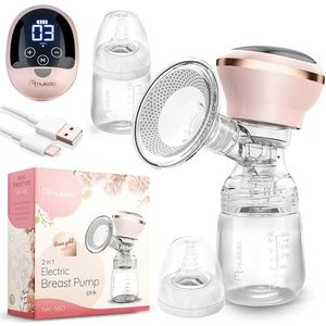 Nukido Tire-lait électrique portable 3 modes d'affichage LED sans BPA silicone rose doré