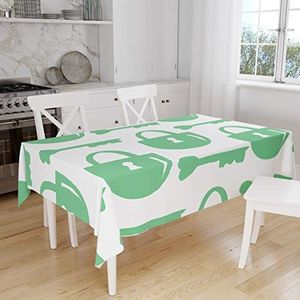 Bonamaison, Anti-schimmel, sneldrogend, vuilafstotend, machinewasbaar, 100% polyester, tafelkleed, petrolgroen, wit, 140 x 160 cm, ontworpen en geproduceerd in Turkije
