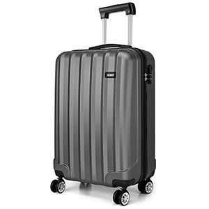 Kono Harde en duurzame koffer met 4 zwenkwielen van lichtgewicht ABS, 50,8 cm, 61 cm, 71,1 cm, grijs., Handbagage