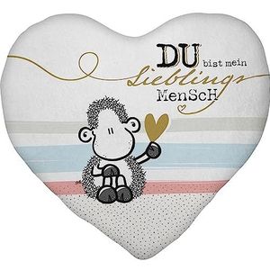 Sheepworld Pluche kussen menselijk patroon | Hartvormig pluche kussen, 30 cm x 25 cm, meerkleurig, 100% polyester, cadeau, liefde, valentijn | 48185