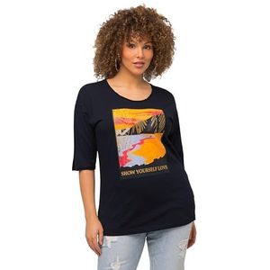 Ulla Popken T-shirt T-shirts voor dames, Navy Blauw