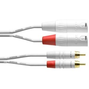 CORDIAL Audiokabel (XLR-stekker op RCA-stekker, 3 m), wit