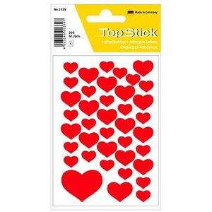 TopStick 1339 stickers met hartmotieven (2000 stickers, papier, mat) zelfklevend, decoratieve etiketten voor bruiloft, cadeau, verjaardag, Valentijnsdag, liefde, scrapbooking, rood