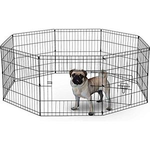 UNDERDOG Opvouwbare box met 8 panelen, voor honden, puppy's, katten en konijnen, ideaal voor binnen en buiten (61 cm, zwart)