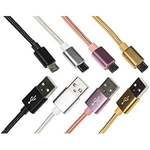 LINK LKGZ95 Micro-USB-kabel, gevlochten, tot 2 A, 4 stuks
