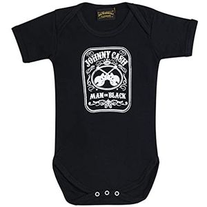 Baby-rompertje Johnny Cash Man in Black Label voor meisjes, zwart, 18-24 maanden, zwart.