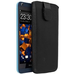 mumbi Beschermhoes van echt leer, compatibel met HTC Desire 626G Case Wallet van leer, zwart