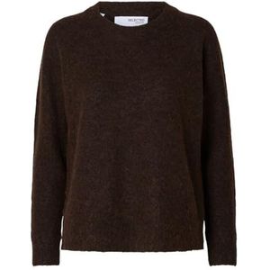 SELECTED FEMME Slflulu Ls Knit O-hals B Noos gebreide damestrui, Chocolade