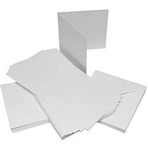 Craft UK W101 15,2 x 15,2 cm gehamerd pak van 50 kaarten en enveloppen, wit