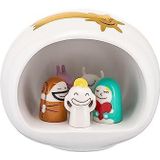 Alessi AMGI10SET Set van 10 kerststallen met de hand versierd met grot en porseleinen figuur, wit, set van 10
