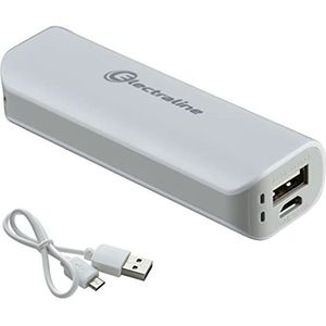 Electraline 500331 Powerbank externe batterij met USB-uitgang, 1 A, geschikt voor smartphone, tablet, Kindle en andere elektronische apparaten, 2600 mAh, wit
