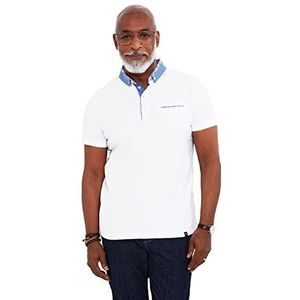 Joe Browns Polo classique à manches courtes pour homme avec bordure florale boutonnée, blanc, S