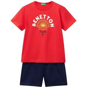 United Colors of Benetton Comp(t-shirt+short) 3096gk00q Babylayette set voor baby's en peuters Kinderen en tieners, Rood