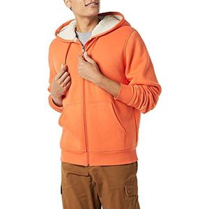 Amazon Essentials Heren fleece hoodie, doorlopende ritssluiting, Sherpa gevoerd, oranje, L