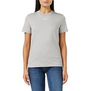 Calvin Klein Jeans Modern recht T-shirt, met logo, gestapeld, andere gebreide bovenstukken, dames, kwikgrijs, XXS, Kwikgrijs