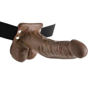 PIPEDREAM Gode Ceinture Creux avec Testicules, Chocolat, 18 cm, 1 Unité