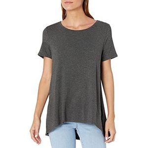 Amazon Essentials T-shirt trapèze à manches courtes et encolure dégagée pour femme (disponible en grande taille), gris anthracite chiné, taille S