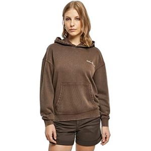 Urban Classics Dames Small Embroidery Terry Hoody Sweatshirt met capuchon voor dames, Bruin