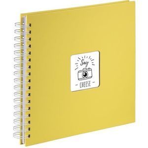 Hama Fotoalbum 28 x 24 cm (spiraalalbum met 50 witte pagina's, fotoboek met pergamijnverdelers, album om op te plakken en om zelf te maken), geel