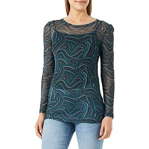 SUPERMOM Top Devine All Over Print T-shirt met lange mouwen voor dames, Deep Teal - P177, 42, Deep Teal - P177