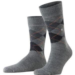 Burlington Preston dikke sokken platte naad geen druk op de tenen fancy patroon kleurrijk mode argyle one size cadeau idee zacht fijn garen 1 paar, Grijs (Light Grey 3400)