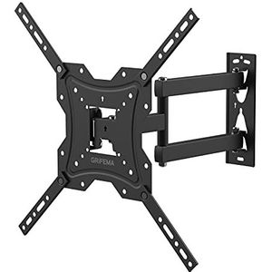 Grifema tv-wandhouder, 26 - 55 inch – de tv-wandhouder kan tot 30 kg houden, draaibare wandhouder (± 45 graden), terugslag (+5 graden, -10 graden) en uitgebreid, Vesa-houder voor platte tv-apparaten.