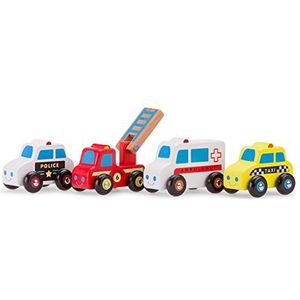New Classic Toys Houten Speelgoed voor Kinderen Voertuigset - 4 auto's, 1930, Multi Color