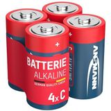 Ansmann baby c batterijen lr14 4 stuks 1.5v, long life & lekvrije alkaline batterij, ideaal voor speelgoed, led zaklampen, radio, modelbouw etc, 5015571 zwart/grijs