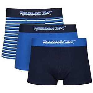 Reebok Reebok superzachte katoenen boxershorts voor heren, blauw/marineblauw/wit, gestreept, herenshirt, Vector Blauw/Navy/Wit Strepen