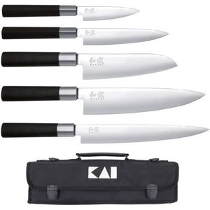 Kai Wasabi Black DM-0781EU67, 2.0 Europese 6-delige set met messenetui, zwart, materiaal: roestvrij staal en polypropyleen