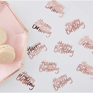 Ginger Ray Tafelconfetti met opschrift ""Happy Birthday"" in roségoud