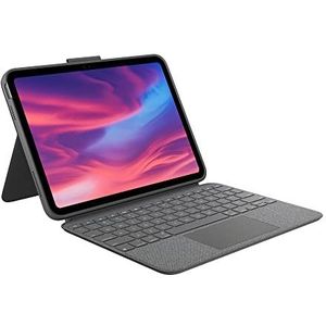 Logitech Combo Touch Afneembare toetsenbordhoes voor iPad (10e generatie) met precisie-touchpad, achtergrondverlichting in standaardformaat en Smart Connector-technologie, Frans AZERTY, grijs