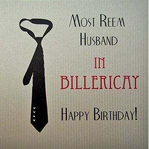 WHITE COTTON CARDS Verjaardagskaart met opschrift ""Most Reem Husband in Billericay"", handgemaakt, met zwarte stropdas