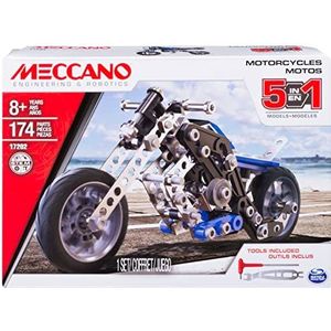 MECCANO - Motorfiets 5 modellen – uitvindersset met 174 delen en 2 gereedschappen – bouwspel – 6036044 – speelgoed voor kinderen vanaf 8 jaar