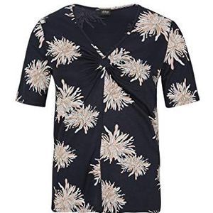 s.Oliver BLACK LABEL Damesshirt met korte mouwen met paisley-patroon, Marineblauwe bloemenprint.