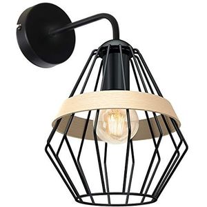 Homemania 8681847095699 wandlamp Cliff Black voor woonkamer, keuken, slaapkamer, kantoor, wandlamp, zwart, hout, metaal, hout, 21 x 28 x 33 cm