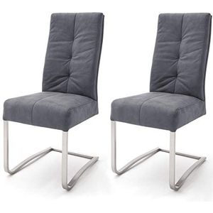 Robas Lund Salva eetkamerstoelen met pocketvering, grijs, 2 stuks