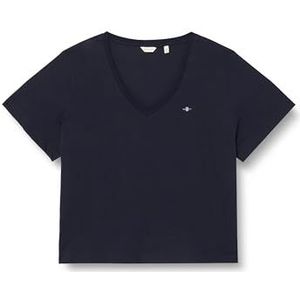 GANT Reg Shield SS T-shirt col en V pour femme, Bleu nuit, XL