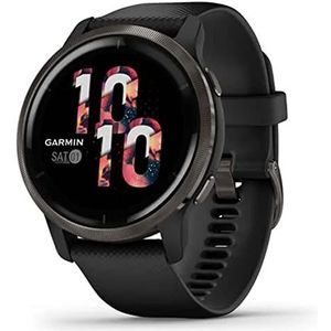 Garmin Venu 2 Multisport GPS-smartwatch met AMOLED-scherm, lange batterijlevensduur (11 dagen), grijs met zwarte armband, 45 mm behuizing