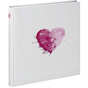 Hama Fotoalbum hartmotief 29x32 cm (bruiloftsalbum met 50 witte pagina's fotoboek voor 250 foto's in het formaat 10x15, album om in te plakken en zelf vorm te geven), wit/roze