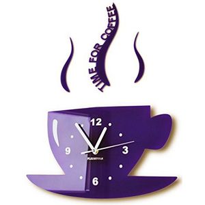 Mok Time for koffie (Tijd voor koffie) Moderne keuken wandklok paars 3D romans, wandklok deco