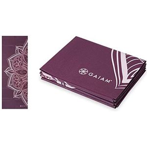 Gaiam Opvouwbare yogamat voor reizen, fitness en oefening, opvouwbare yogamat voor alle soorten yoga, pilates en vloeroefeningen, cranberry-punt, 2 mm