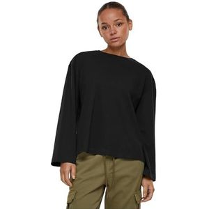 Urban Classics Dames Organic Oversized T-shirt met lange mouwen voor dames, zwart.