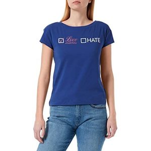 Love Moschino Dames glitter bedrukt T-shirt, Blauw