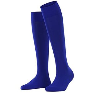 FALKE Dames Cotton Touch lange sokken ademend duurzaam extra zacht op de huid effen glanzende kleur elegante platte teennaad voor dagelijks gebruik 1 paar, Blauw (Imperial 6065) nieuw -